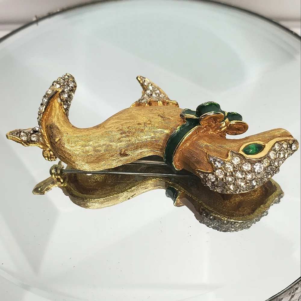 Early & Rare Collectors KJL Jeweled Seal Pup Brooch Pin